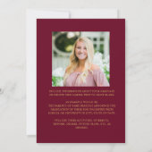 エレガントMaroon金ゴールド6 Photo Collage卒業 案内状 (裏面)