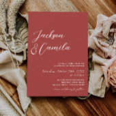 エレガントMaroon Photos結婚 招待状