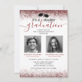 エレガントMarsala Red Joint卒業写真 招待状 (正面)