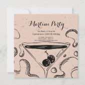 エレガントMartiniドリンク大人の誕生日パーティー大人 招待状 (正面)