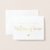 エレガントMatron of Honor Thank You Photo金ゴールド 箔カード (封筒付き正面)