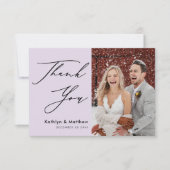 エレガントMauveスモダンクリットフォト結婚ズ サンキューカード (正面)
