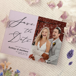 エレガントMauveスモダンクリットフォト結婚ズ セーブザデート