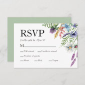 エレガントMeal Choice Wildflowers Sage Green's 結婚 出欠カード (正面/裏面)