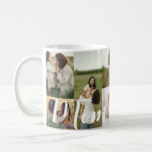エレガントMomフォトグリッドレイアウトのスクリプパーソナライズされたト コーヒーマグカップ (左)