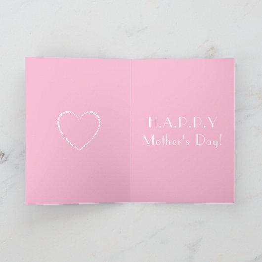 「エレガントMom Ever最高の」ピンクとホワイトのハート3-Photo ノートカード (内部)