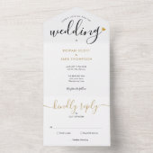 エレガントMonogram金ゴールドハートのスクリプ結婚ト オールインワン招待状 (内側)