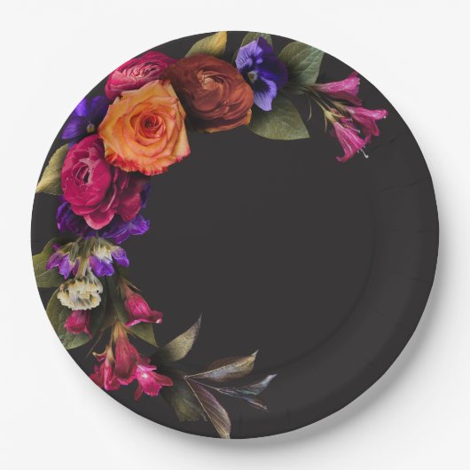 エレガントMoody鮮やか Harvestフローラシャワー ペーパープレート (正面)