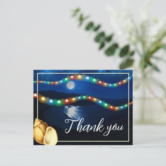 エレガントMoonlitビーチ結婚式ありがとう ポストカード (スタンド正面)