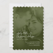 エレガントMoss Green Duoton写真結婚の 招待状 (正面)