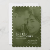エレガントMoss Green Duoton写真結婚の 招待状 (正面)