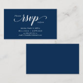 エレガントNavy Blue素朴、RSVP応答、返信 エンクロージャーカード (正面/裏面)