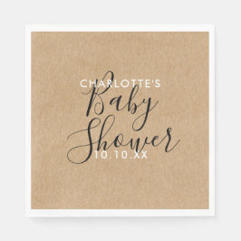 エレガントNeutral Baby Showerスクリプ素朴ト スタンダードランチョンナプキン