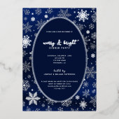 エレガントNight Blue Silverの雪 箔招待状 (正面)