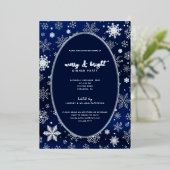 エレガントNight Blue Silverの雪 箔招待状 (立ち正面)