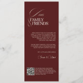 エレガントOld Moneyの結婚Red Dinner Menu Card メニュー (裏面)