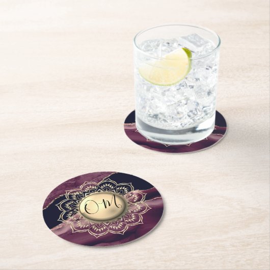 エレガントOMマンダラマーブル ラウンドペーパーコースター (インサイチュ)