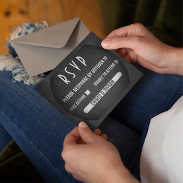 エレガントOnyx白黒RSVP Ca 出欠カード