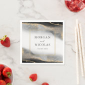 エレガントOpulenceブラックと金ゴールドモダン結婚ズ スタンダードカクテルナプキン (インサイチュ)