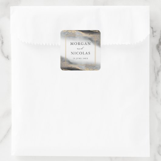 エレガントOpulenceブラックと金ゴールド結婚ズ スクエアシール (バッグ)