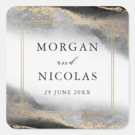 エレガントOpulenceブラックと金ゴールド結婚ズ スクエアシール