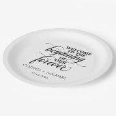 'エレガントour Forever'のスクリプ結婚ト ペーパープレート (アングル)