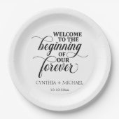 'エレガントour Forever'のスクリプ結婚ト ペーパープレート (正面)