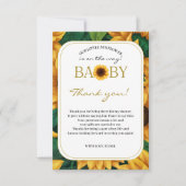 「エレガントOur Little Sunflower」赤ちゃんモダンシャワー サンキューカード (正面)