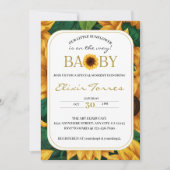 「エレガントOur Little Sunflower」赤ちゃんモダンシャワー 招待状 (正面)