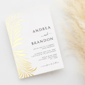 エレガントPalm Tree離れ結婚の金ゴールド 箔招待状