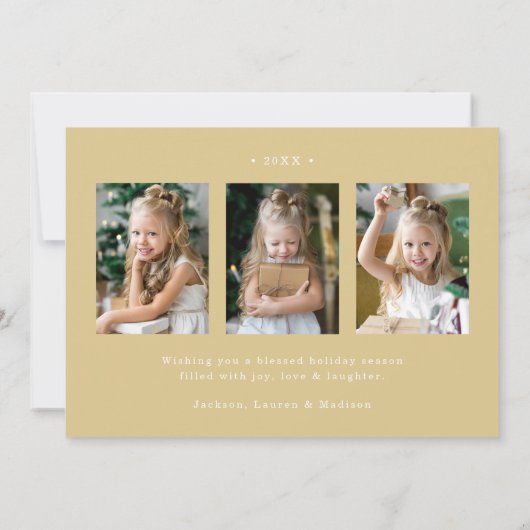 エレガントPeace on Earthスクリプト金ゴールド4写真 シーズンカード (裏面)