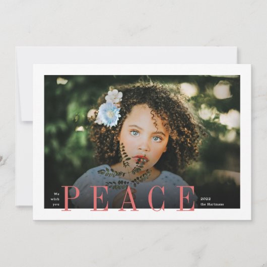 エレガントPeace OverlayのモダンChristmas写真 シーズンカード (正面)