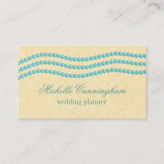 エレガントPearls名刺、ターコイズ 名刺 (正面)