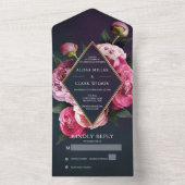 エレガントPeonies金ゴールドフレモダン結婚ーム オールインワン招待状 (内側)