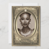 エレガントPhoto Birthday Party Sepia Beige Frame 招待状 (正面)