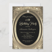 エレガントPhoto Birthday Party Sepia Beige Frame 招待状 (裏面)