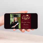 エレガントPhoto Burgundy College卒業パーティー 招待状