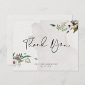 エレガントPhoto Burgundy Greeneryの水彩 サンキューカード (正面/裏面)