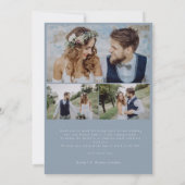 エレガントPhoto Collage Dusty Blue結婚's サンキューカード (裏面)