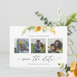 エレガントPhoto Collage Yellowフローラ結婚's セーブザデート