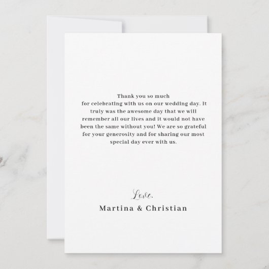 エレガントPhoto Flat結婚のサンキューカード サンキューカード (裏面)