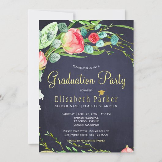 エレガントPHOTO gardenバラ卒業会 招待状 (正面)