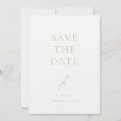 エレガントPhoto Sage Green Script Monogram結婚's セーブザデート (正面)
