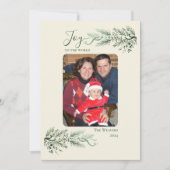 エレガントPine Joy to World Christmas Family写真 シーズンカード (正面)