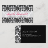 エレガントPink & Black Damask名刺 名刺 (正面/裏面)