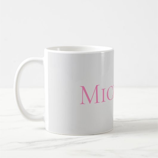 エレガントPink Gray名前の置き換え コーヒーマグカップ (左)