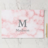 エレガントPink Marble Gray Name and Monogram ペーパーパッド (インサイチュ)