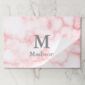 エレガントPink Marble Gray Name and Monogram ペーパーパッド (折り畳み)