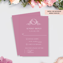 エレガントPink Monogram With/Without Meets RSVP
