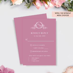 エレガントPink Monogram With/Without Meets RSVP